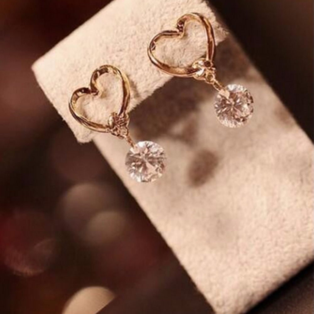 🍒LAST heart💎hypoallergenic gold earrings - Picture 2 of 3
